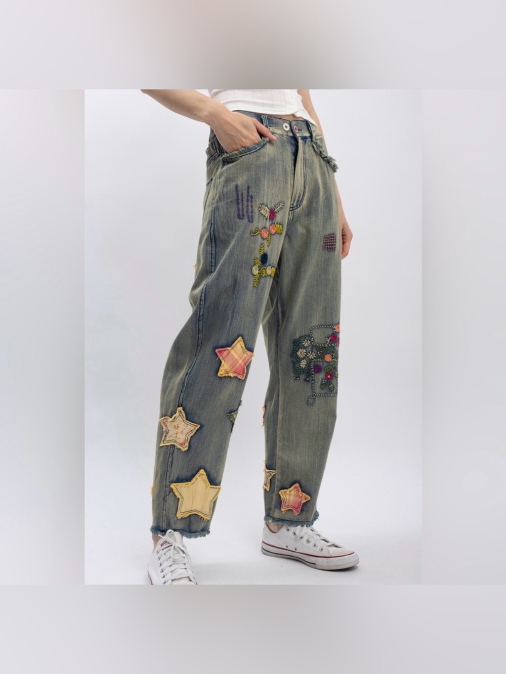 Blue Velvet Multi Patchwork
Denim Pants size small